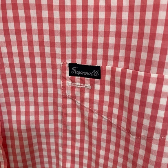 Faconnable Checked Button Up Shirt Pink Size Large short sleeve - Picture 6 of 9